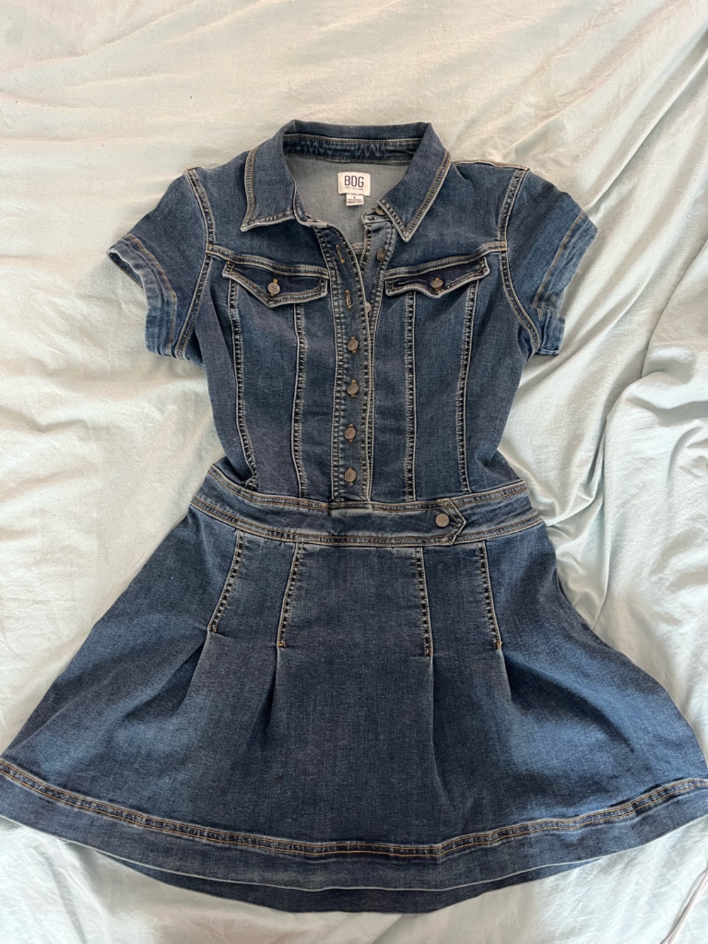 BDG Blue Denim Button-Front Mini Dress